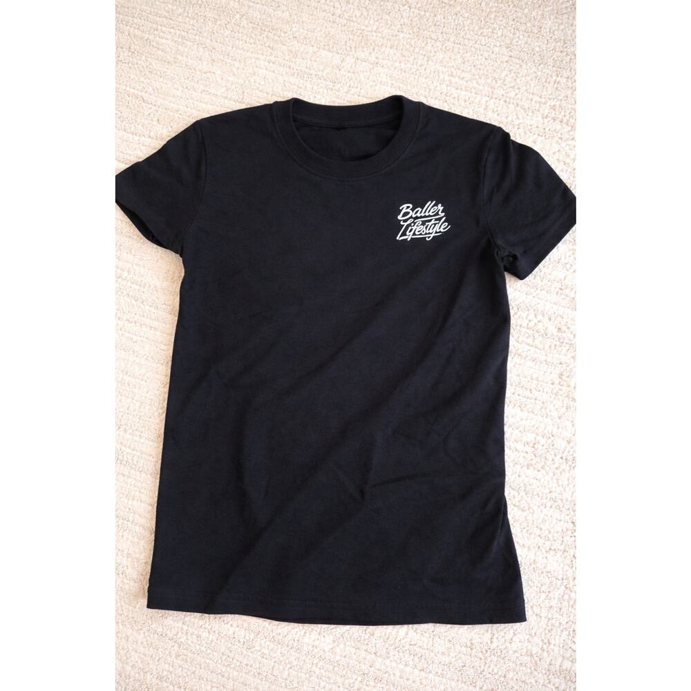 Baller Lifestyle Shirt Youth Small Drip Football Tee Black Graphic Eat Sleep Rep
